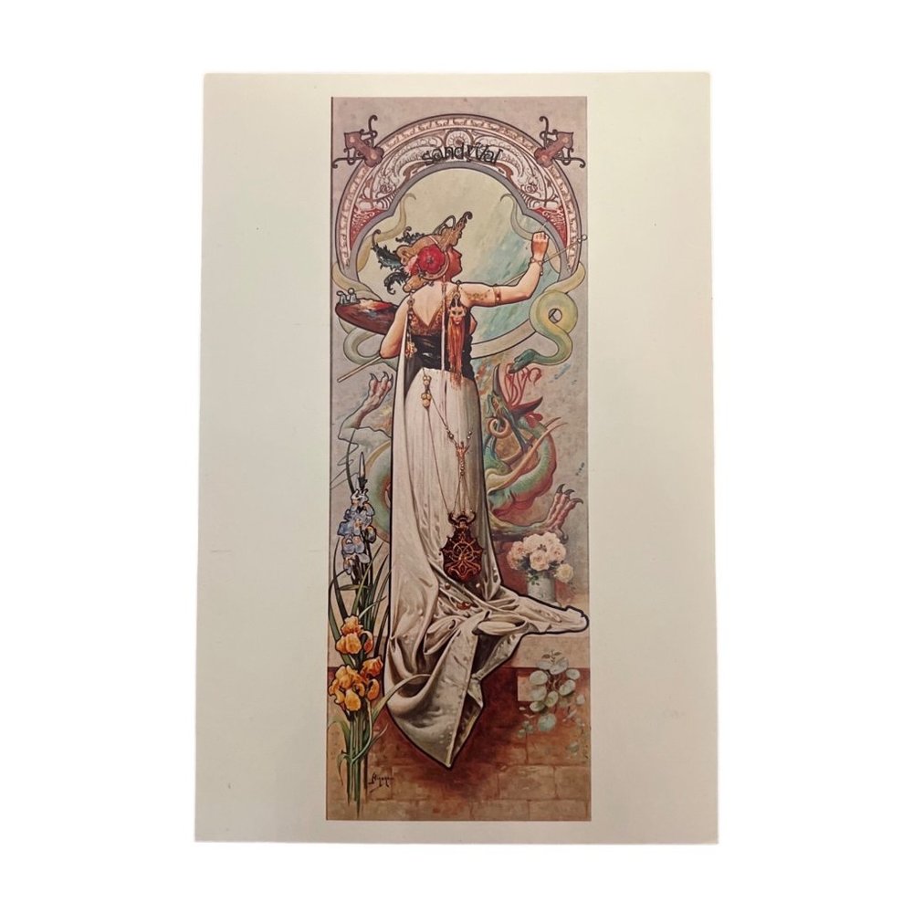 Art Nouveau Vintage, Oversize Postcard by Hingre Sandy Val Ltd., 1966
